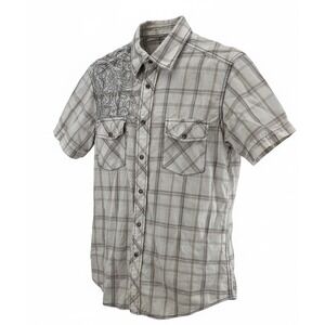 J Ferrar Shirt Mens M (15-15.5) Pearl Snap Button Up Western Embroidered Plaid